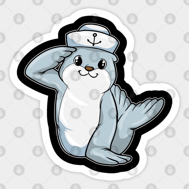 Seal as Sailor with Hat Sticker by Markus Schnabel